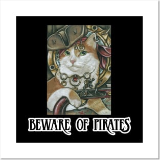 Pirate Cat - Design 2 - Beware of Pirates Posters and Art